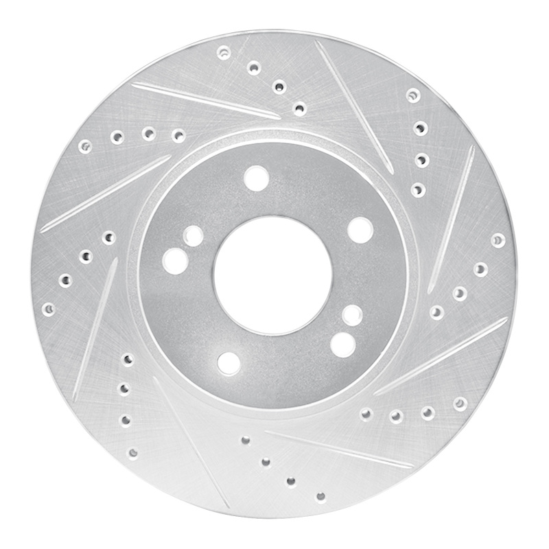 Infiniti Q45 Brake Rotor (1) - Front Right - R1 Concepts - Drilled & Slotted - Silver - `97-`01